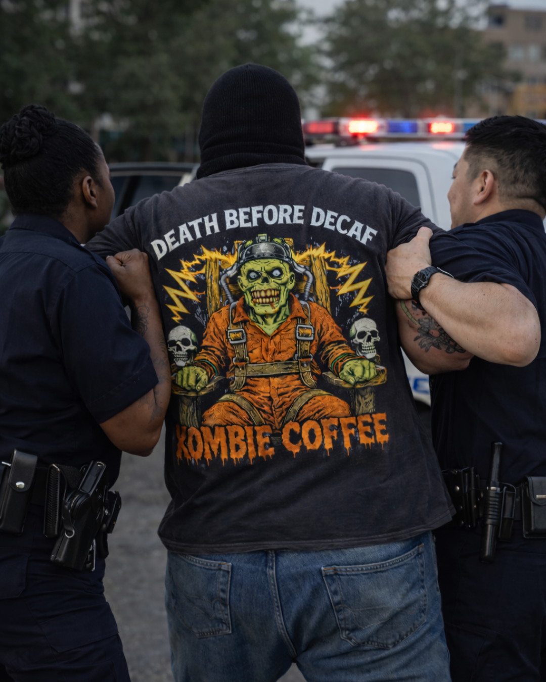 Death Before  Decaf Double-Sided Tee