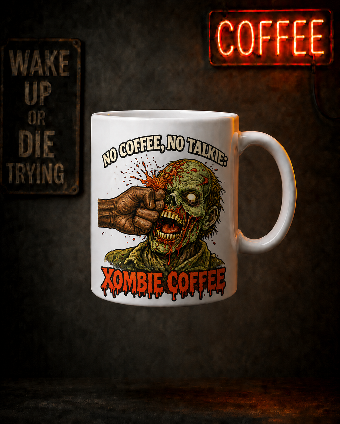 No Coffee No Talkie Punch Double-Sided Mug — Xombie Coffee